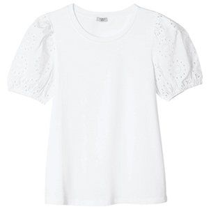 Eyelet White Puff-Sleeve Top Size Large NEW
